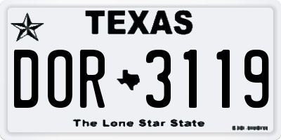 TX license plate DOR3119