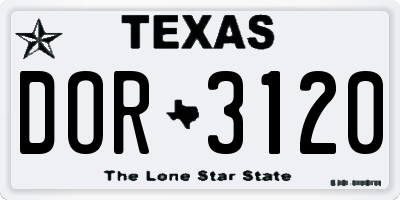 TX license plate DOR3120