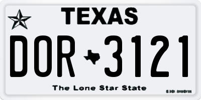 TX license plate DOR3121