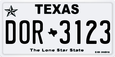 TX license plate DOR3123