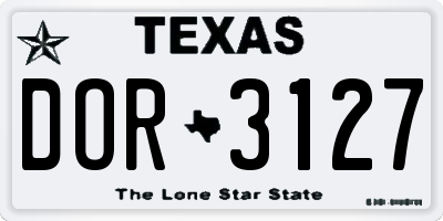 TX license plate DOR3127