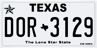 TX license plate DOR3129