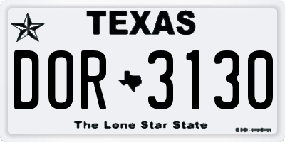 TX license plate DOR3130