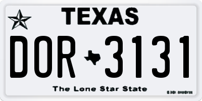 TX license plate DOR3131