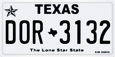 TX license plate DOR3132
