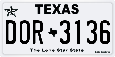 TX license plate DOR3136