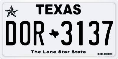 TX license plate DOR3137