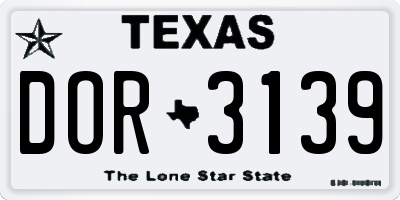 TX license plate DOR3139
