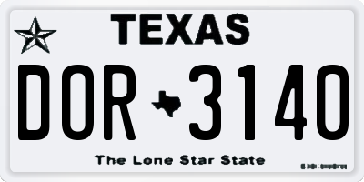 TX license plate DOR3140
