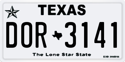 TX license plate DOR3141