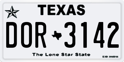 TX license plate DOR3142