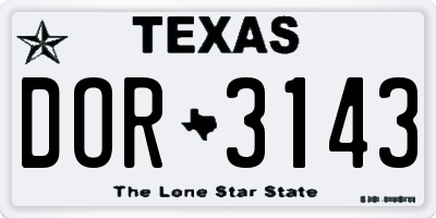 TX license plate DOR3143