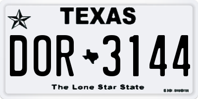 TX license plate DOR3144