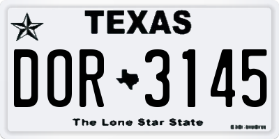 TX license plate DOR3145