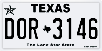 TX license plate DOR3146
