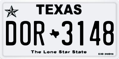 TX license plate DOR3148