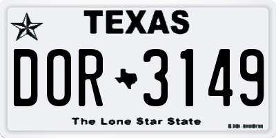 TX license plate DOR3149