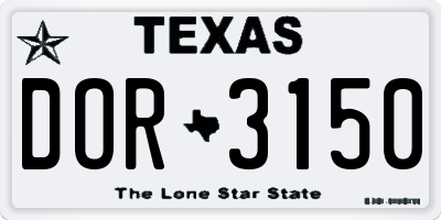 TX license plate DOR3150