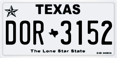 TX license plate DOR3152