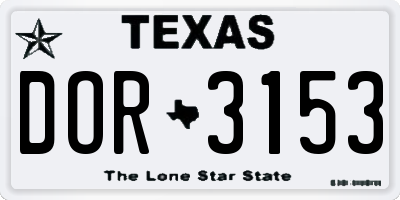TX license plate DOR3153