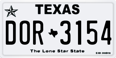 TX license plate DOR3154