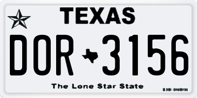 TX license plate DOR3156