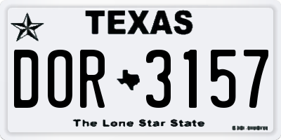 TX license plate DOR3157