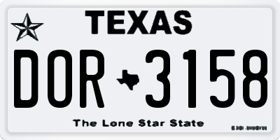 TX license plate DOR3158