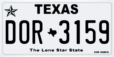 TX license plate DOR3159