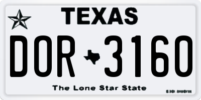 TX license plate DOR3160