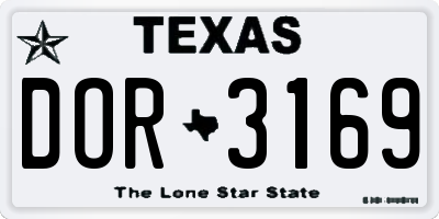 TX license plate DOR3169
