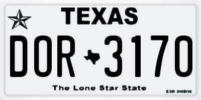 TX license plate DOR3170