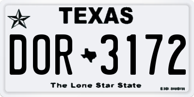 TX license plate DOR3172