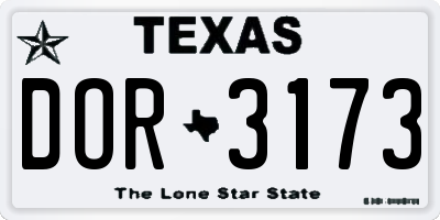 TX license plate DOR3173