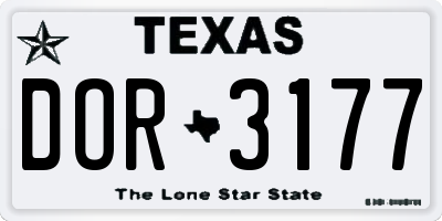 TX license plate DOR3177
