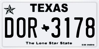 TX license plate DOR3178