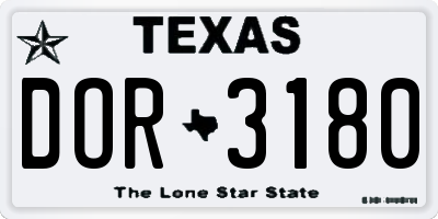 TX license plate DOR3180