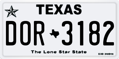 TX license plate DOR3182