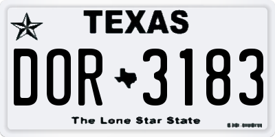 TX license plate DOR3183