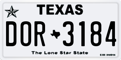 TX license plate DOR3184
