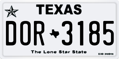TX license plate DOR3185