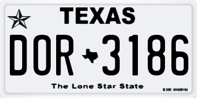 TX license plate DOR3186