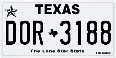 TX license plate DOR3188