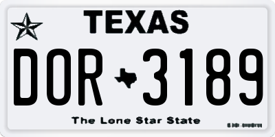 TX license plate DOR3189