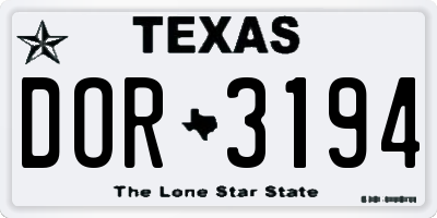 TX license plate DOR3194