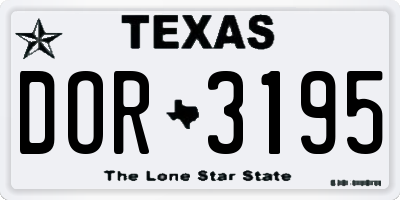 TX license plate DOR3195