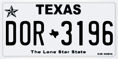 TX license plate DOR3196