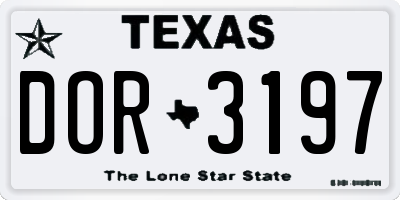 TX license plate DOR3197