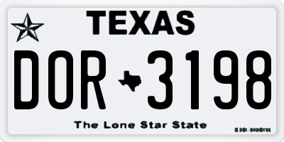 TX license plate DOR3198
