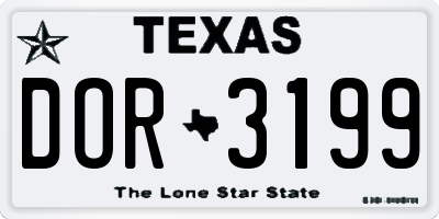 TX license plate DOR3199